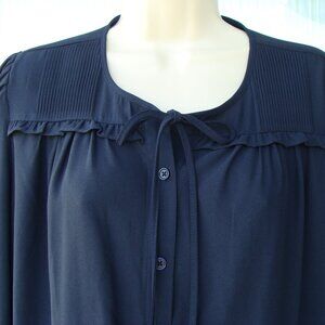 Joie M navy peasant top long sleeve new